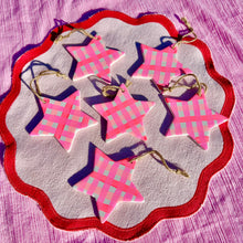 Peachy Gingham Hand Painted Ornaments / Choose your Shape