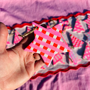 Red and Pink Gingham Hand Painted Ornaments / Choose your Shape