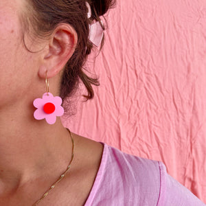 Poppy Hoops- Pink & Red
