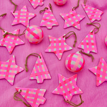 Peachy Gingham Hand Painted Ornaments / Choose your Shape