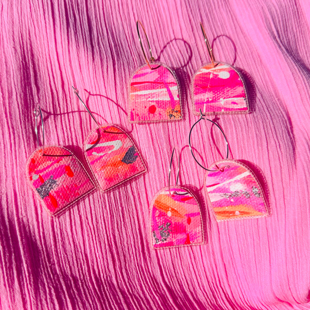 Zoe Hoops- Pink Grid