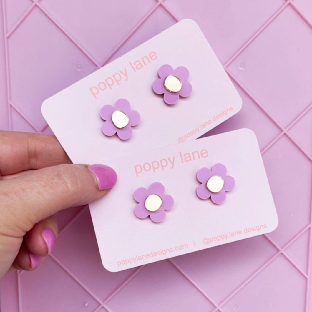 Flora Studs / Gold on Lilac